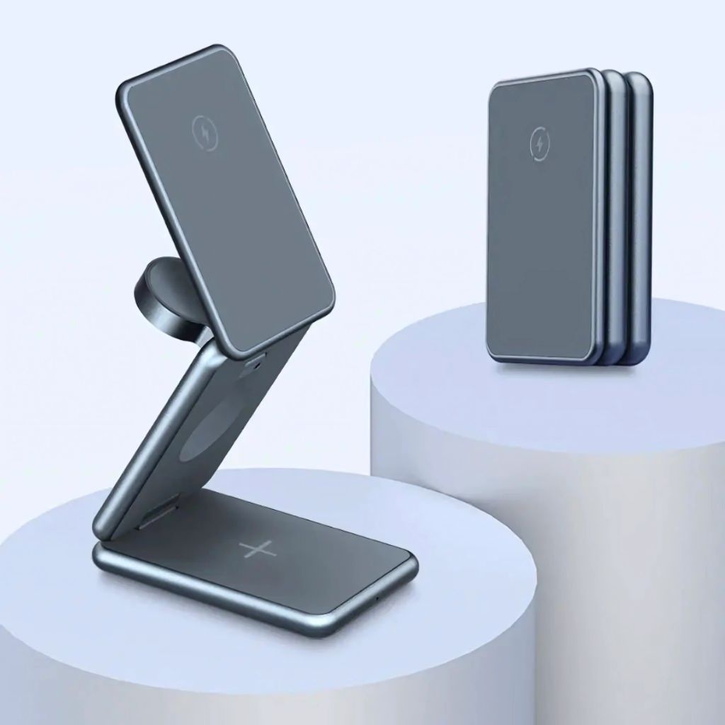 Frendorf | 3-in-1 Faltbare Drahtlose Ladestation – Reisefreundliches Ladegerät für Apple Geräte