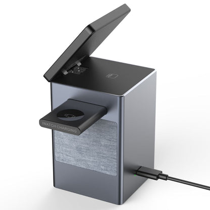 Frendorf | 3 in 1 Magnetisches Ladegerät mit Wecker & Bluetooth Lautsprecher für Apple