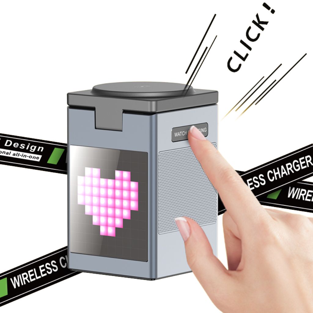 Frendorf | 3 in 1 Magnetisches Ladegerät mit Wecker & Bluetooth Lautsprecher für Apple