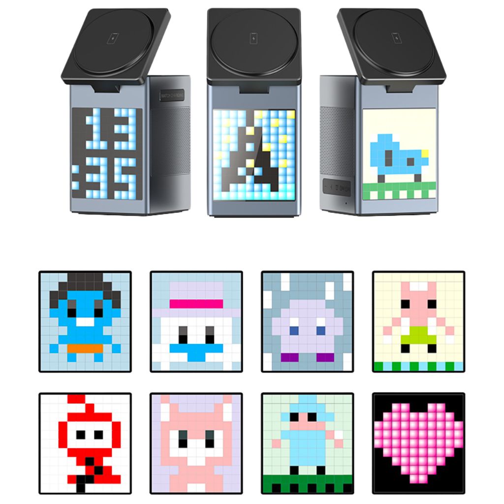 Frendorf | 3 in 1 Magnetisches Ladegerät mit Wecker & Bluetooth Lautsprecher für Apple