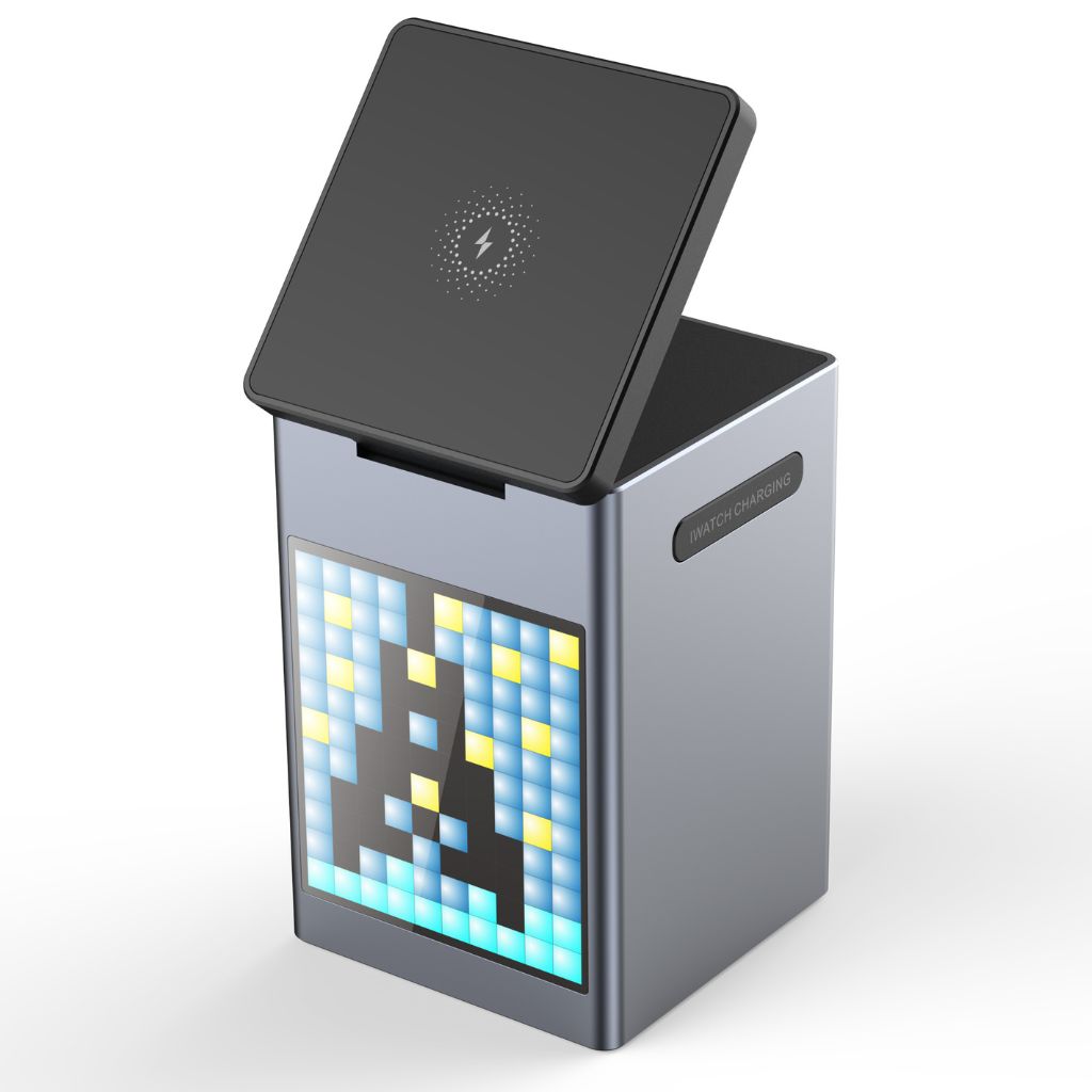 Frendorf | 3 in 1 Magnetisches Ladegerät mit Wecker & Bluetooth Lautsprecher für Apple