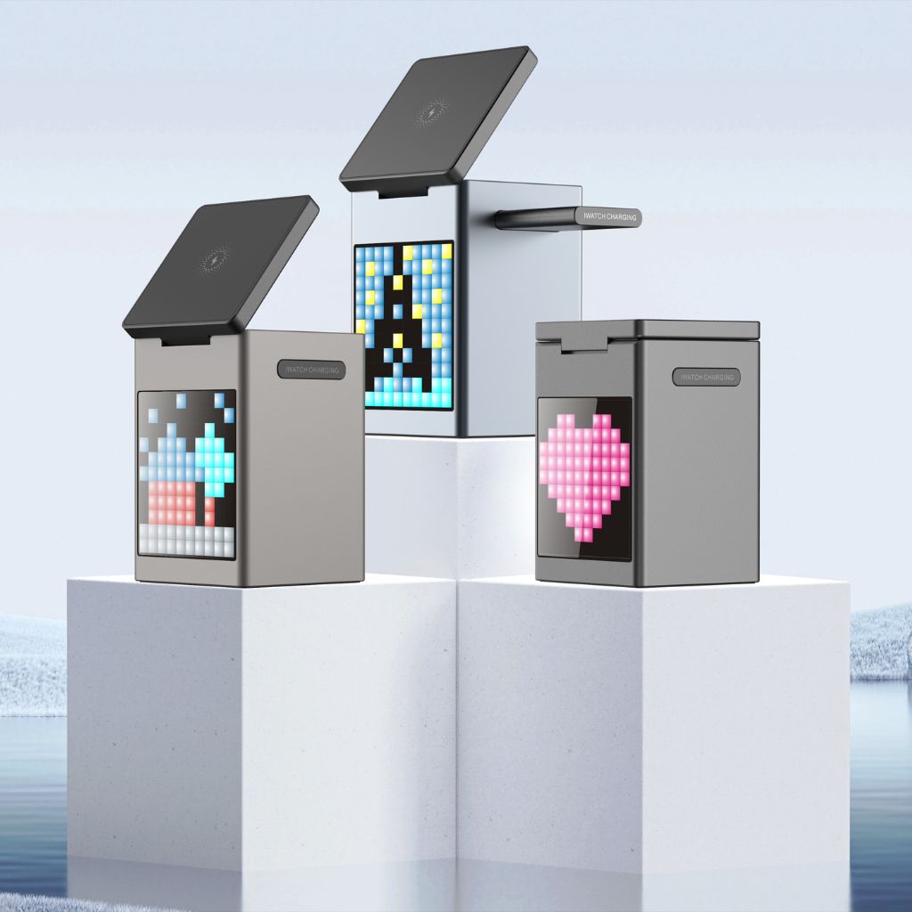 Frendorf | 3 in 1 Magnetisches Ladegerät mit Wecker & Bluetooth Lautsprecher für Apple