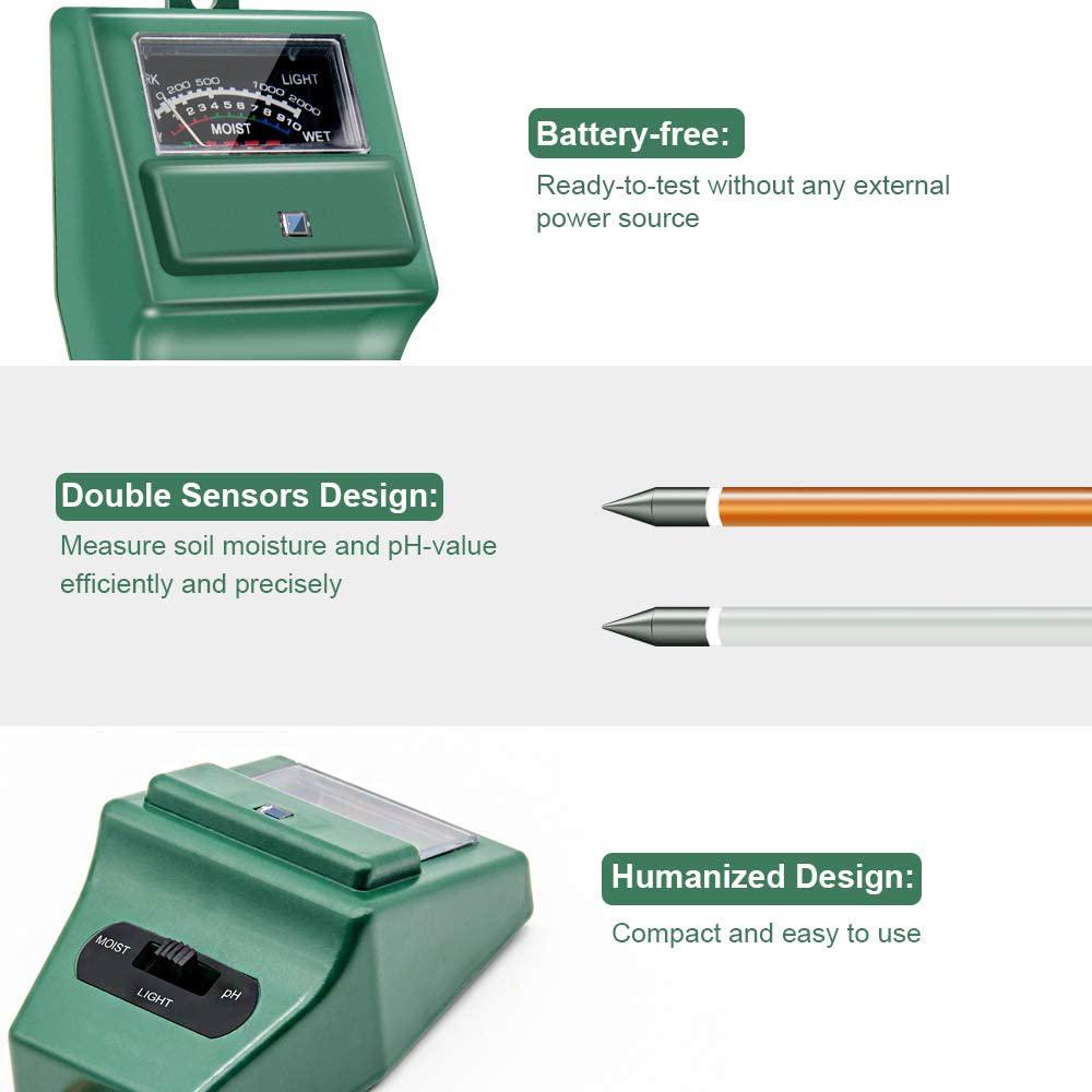 Frendorf | 3-in-1 Bodenfeuchte-/Licht-/pH-Tester
