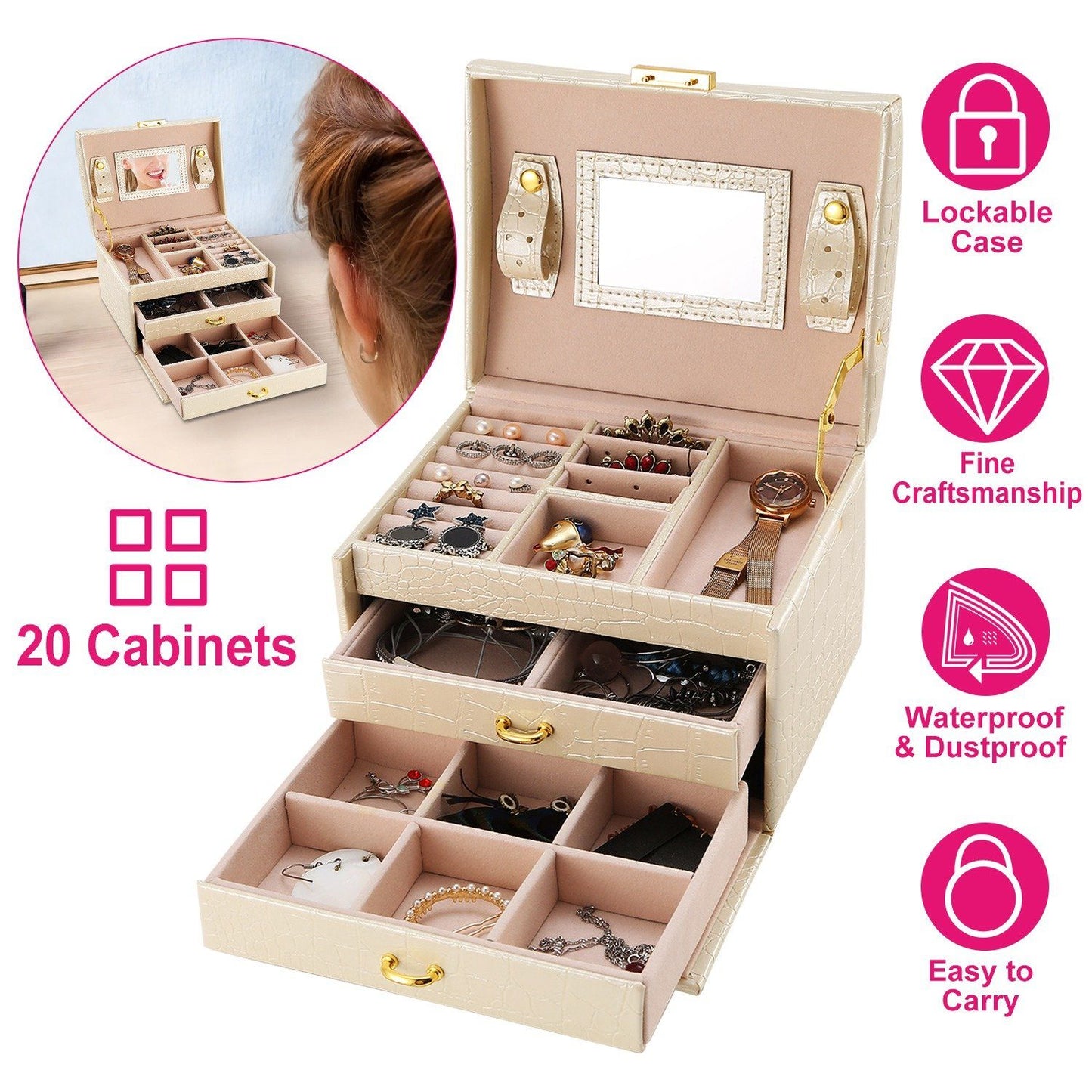 Frendorf | 3-Schichten Schmuckkasten Organizer