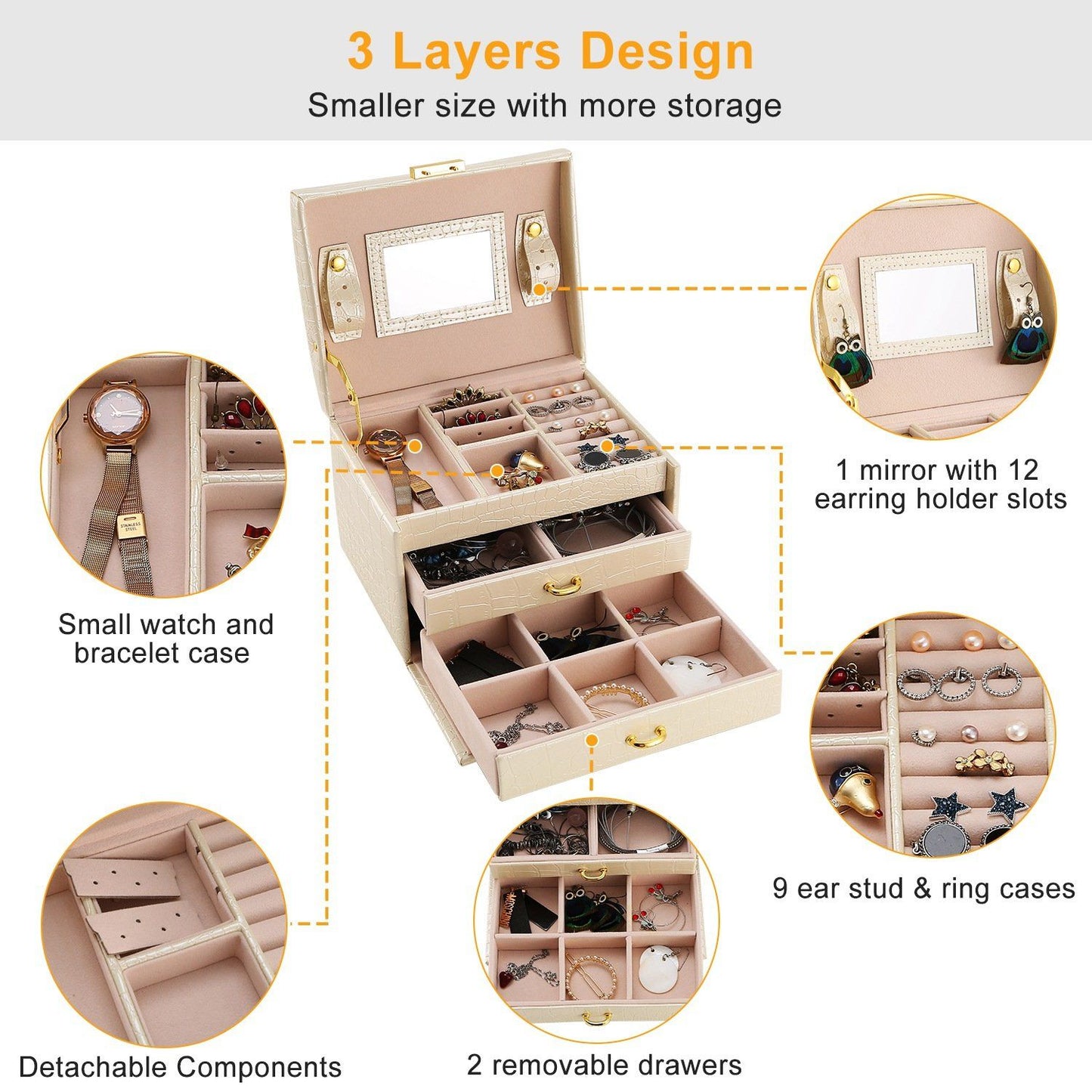 Frendorf | 3-Schichten Schmuckkasten Organizer