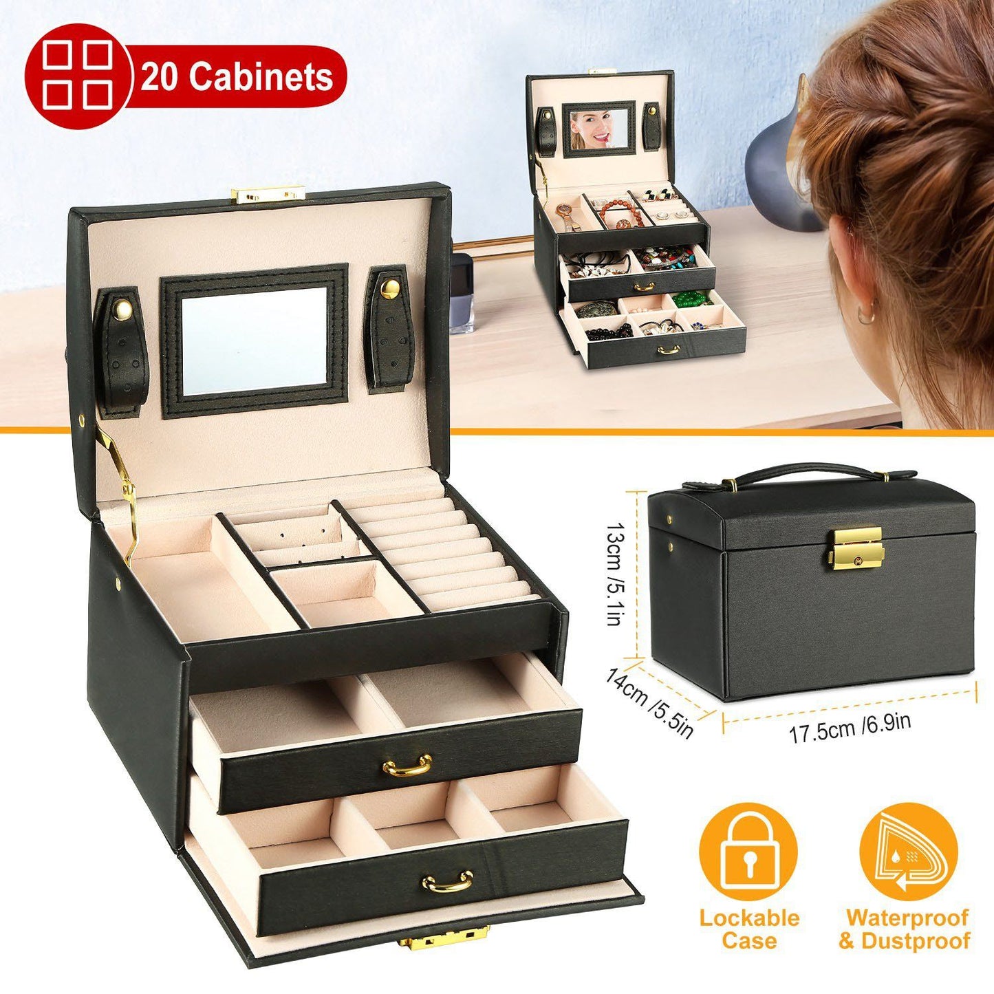 Frendorf | 3-Schichten Schmuckkasten Organizer
