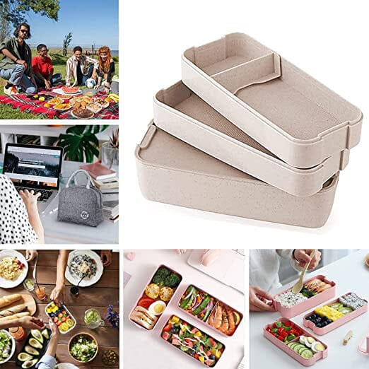 Frendorf | 3-Lag stapelbare Bento-Box Japanisches Lunchbox-Set mit Löffel & Gabel