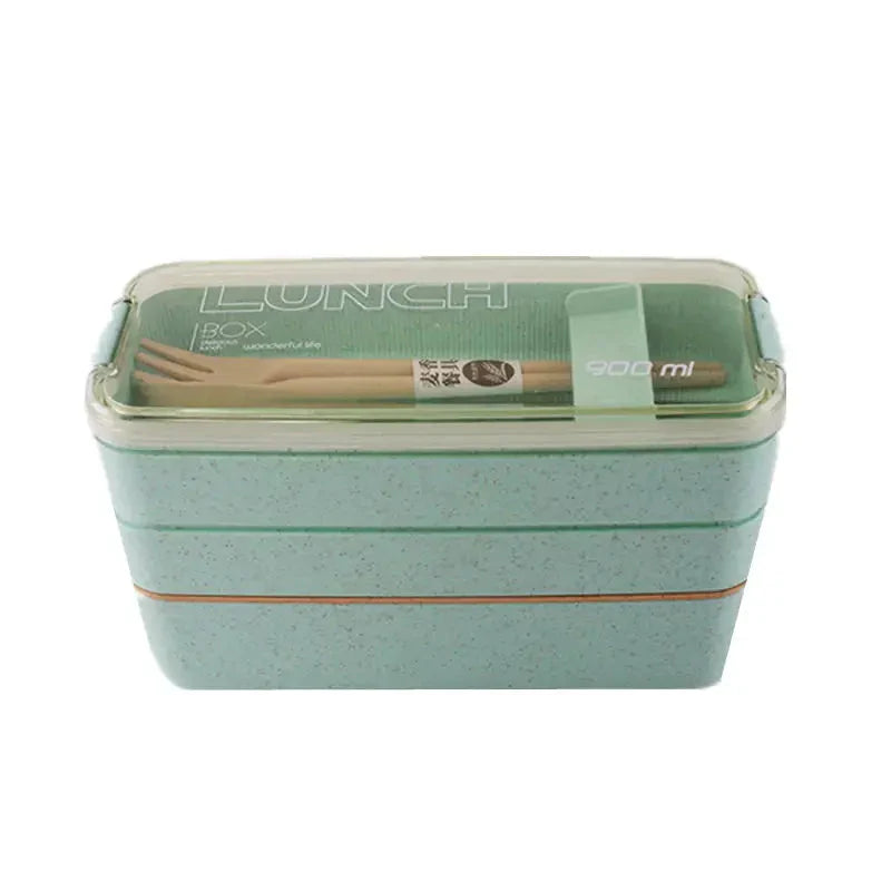 Frendorf | 3-Lag stapelbare Bento-Box Japanisches Lunchbox-Set mit Löffel & Gabel