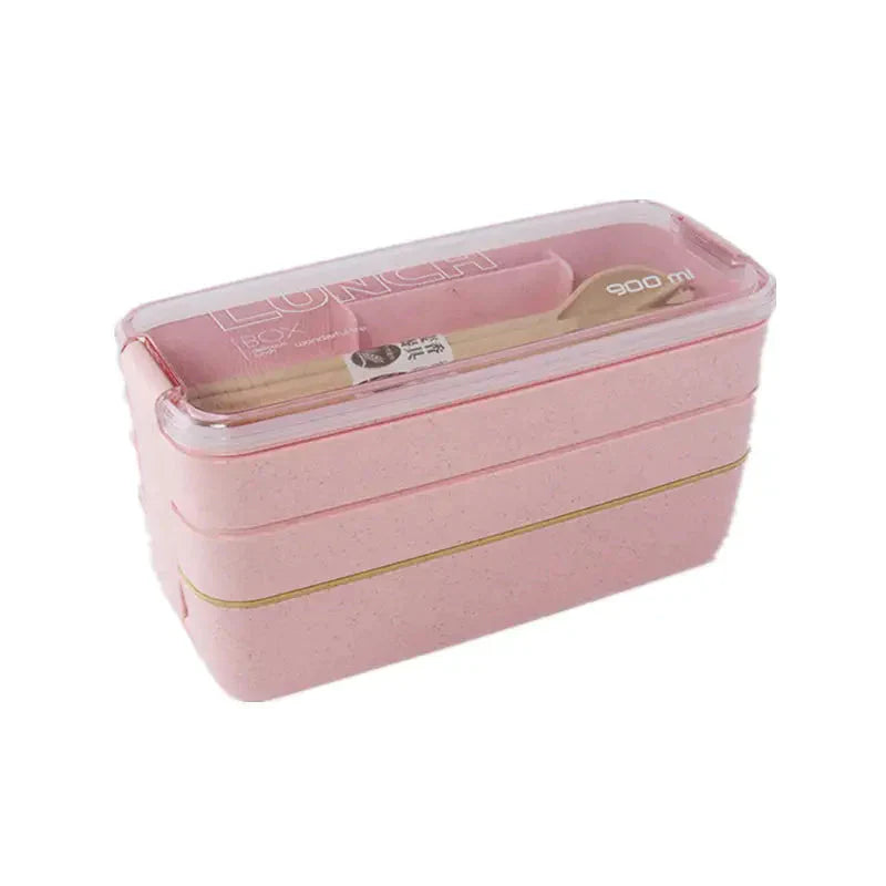 Frendorf | 3-Lag stapelbare Bento-Box Japanisches Lunchbox-Set mit Löffel & Gabel