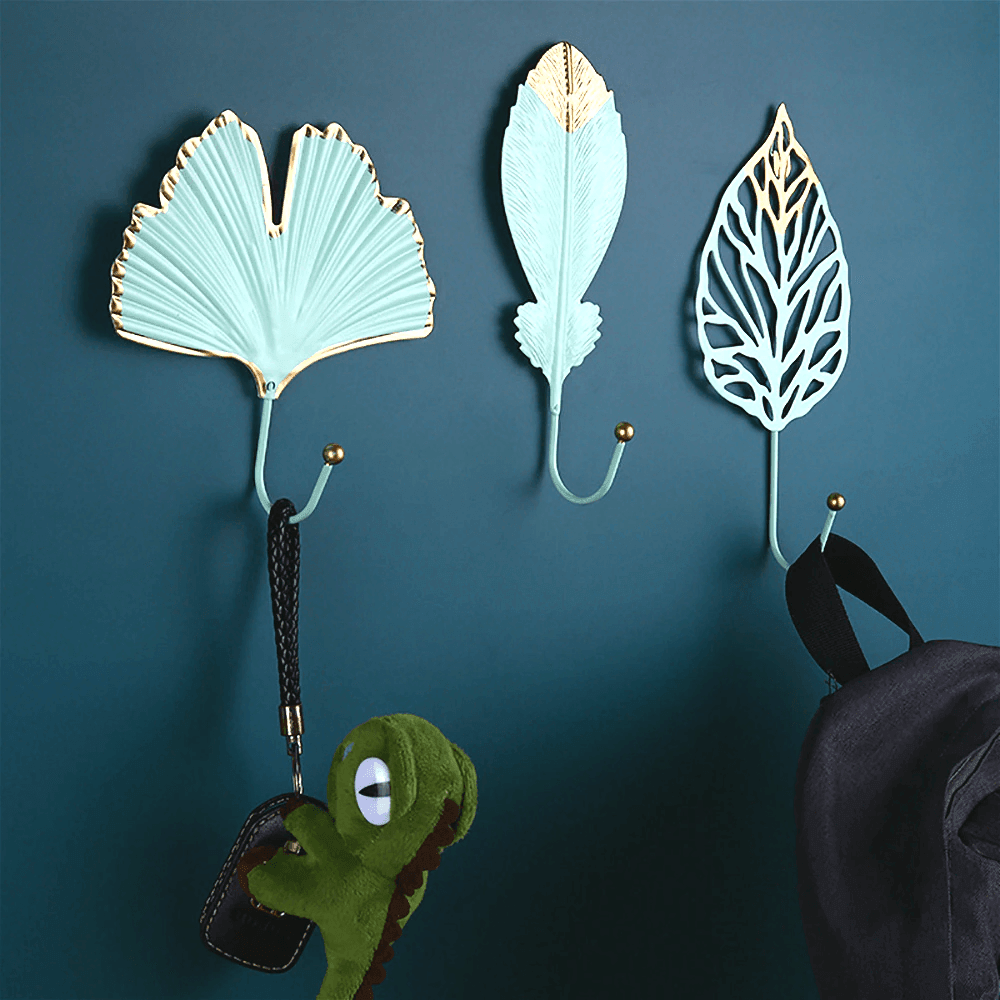 Frendorf | LeafLuxe Metall Wandhaken im Blätterdesign | Elegantes & Funktionales Dekor | In Gold & Blau erhältlich