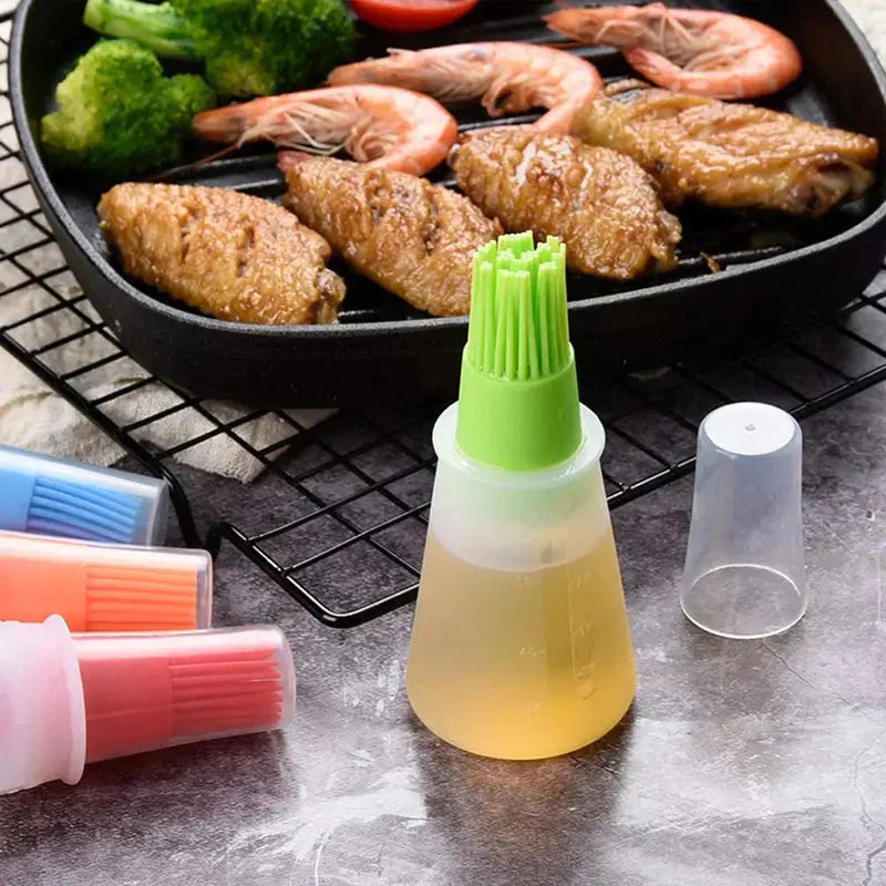 Frendorf | 3er-Pack: 2,2 oz Silikon BBQ Öl Flasche Bürste mit flachem Boden Design