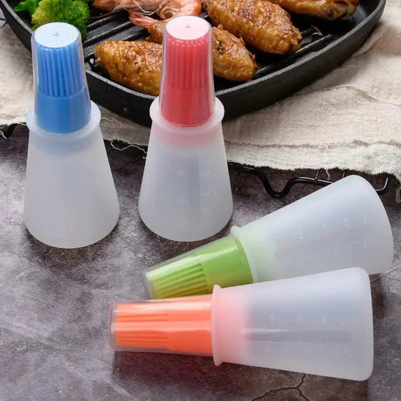 Frendorf | 3er-Pack: 2,2 oz Silikon BBQ Öl Flasche Bürste mit flachem Boden Design