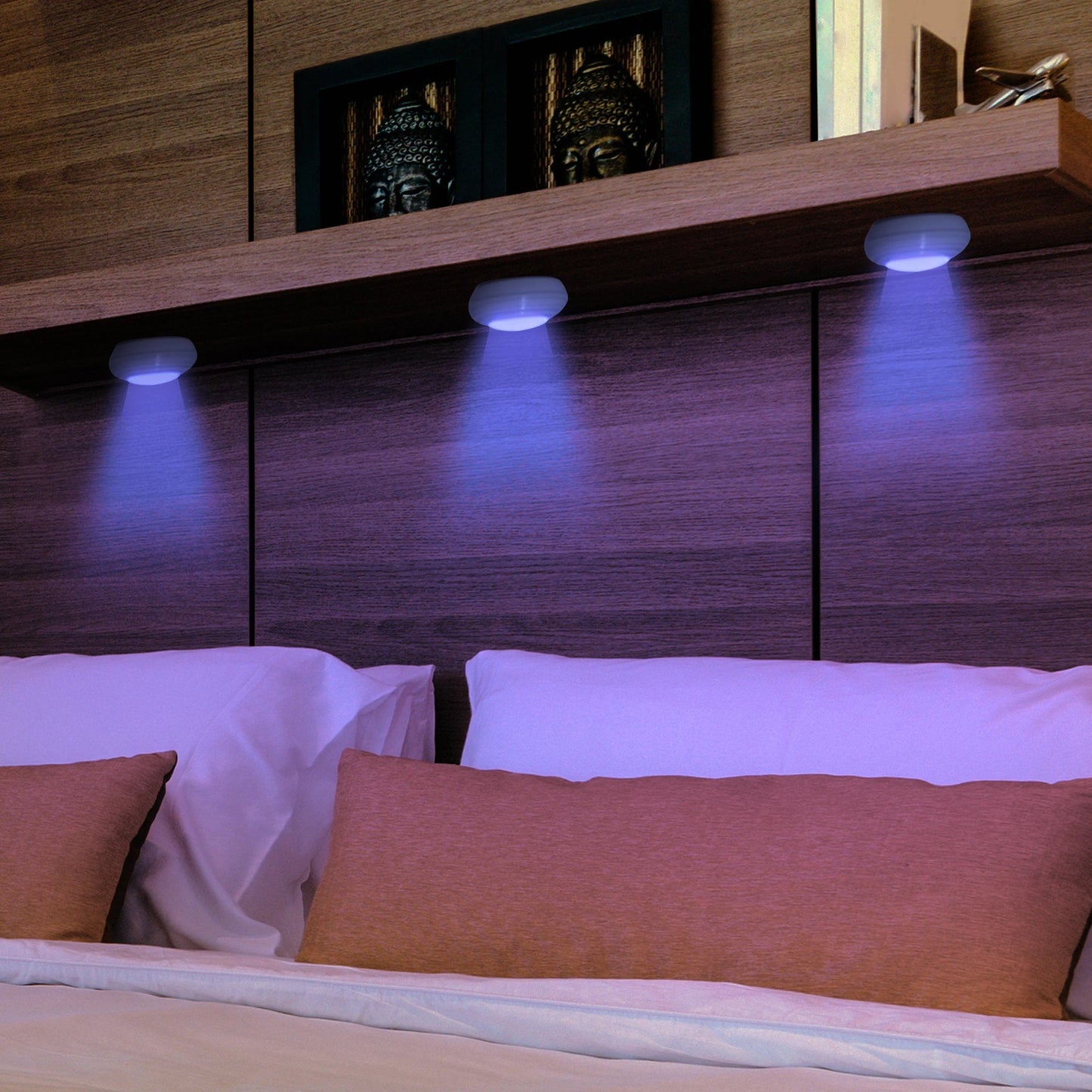 Frendorf | 3er-Pack: Helle Basics Farbwechselnde Drahtlose LED-Pucklichter mit Fernbedienung
