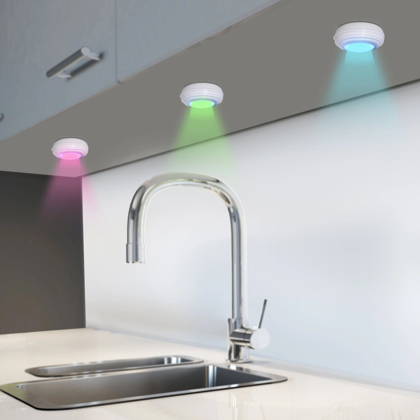 Frendorf | 3er-Pack: Helle Basics Farbwechselnde Drahtlose LED-Pucklichter mit Fernbedienung