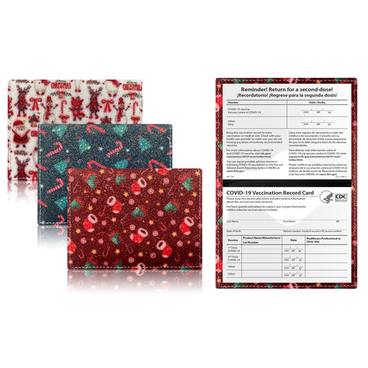 Frendorf | 3-Pack: Faux-Leder Feiertags Thema CDC Impfpasshalter