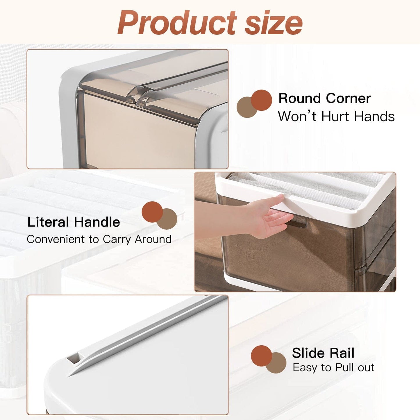 Frendorf | 3-Pack: Faltbare Aufbewahrungsbox mit Deckel Stapelbarer Kunststoff Kleiderschrank Organizer