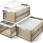 Frendorf | 3-Pack: Faltbare Aufbewahrungsbox mit Deckel Stapelbarer Kunststoff Kleiderschrank Organizer
