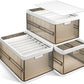 Frendorf | 3-Pack: Faltbare Aufbewahrungsbox mit Deckel Stapelbarer Kunststoff Kleiderschrank Organizer