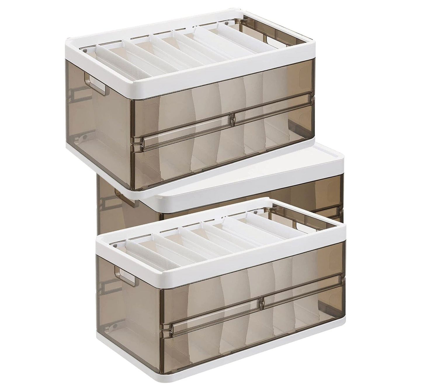 Frendorf | 3-Pack: Faltbare Aufbewahrungsbox mit Deckel Stapelbarer Kunststoff Kleiderschrank Organizer