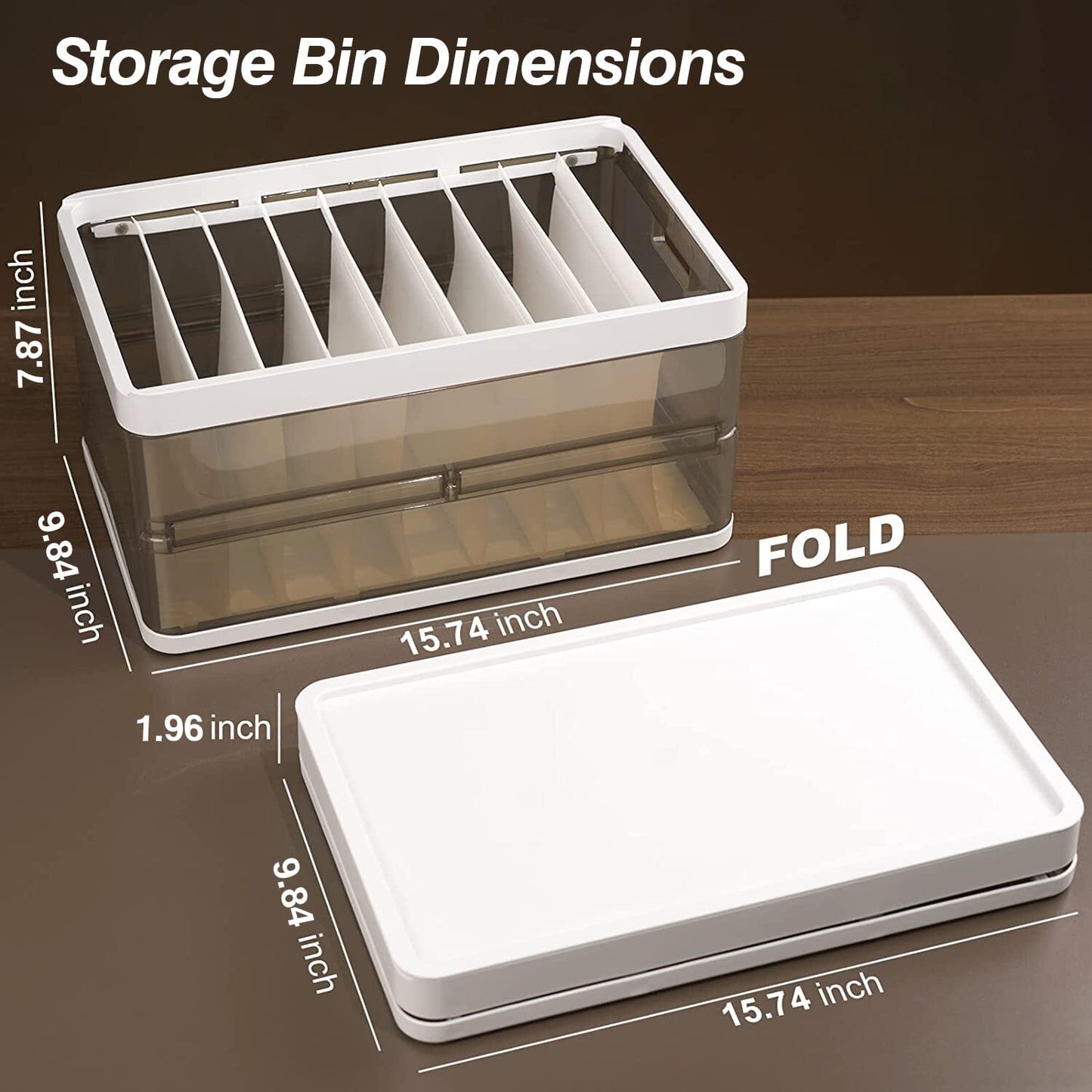 Frendorf | 3-Pack: Faltbare Aufbewahrungsbox mit Deckel Stapelbarer Kunststoff Kleiderschrank Organizer