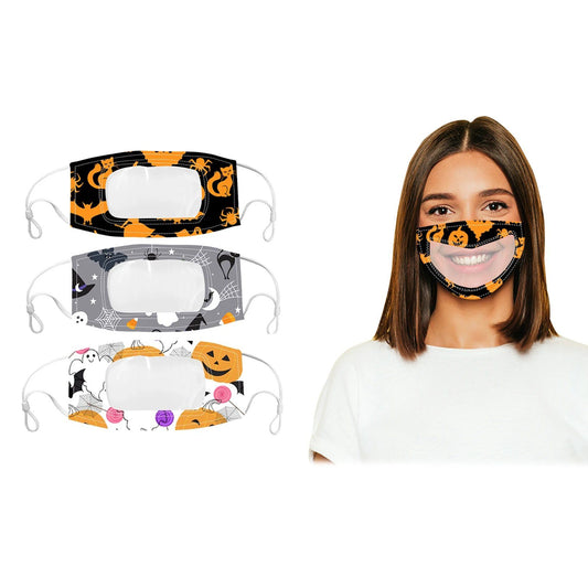 Frendorf | 3er-Pack: Halloween Edition Smile Communicator Klare Mund Gesichtsmaske