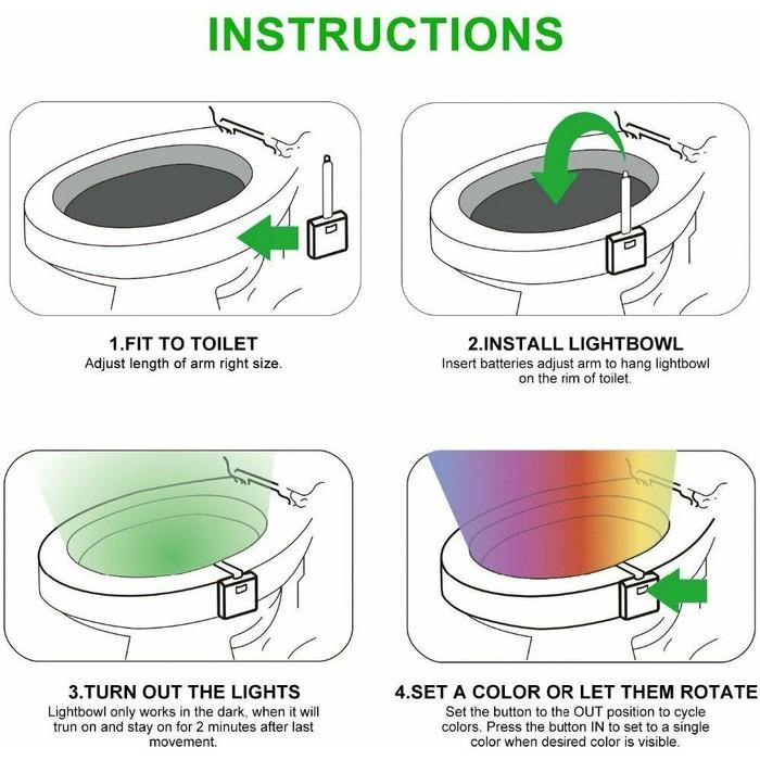 Frendorf | 3-Pack: Bewegungsmelder LED 8 Farben Toilettenrand Nachtlicht