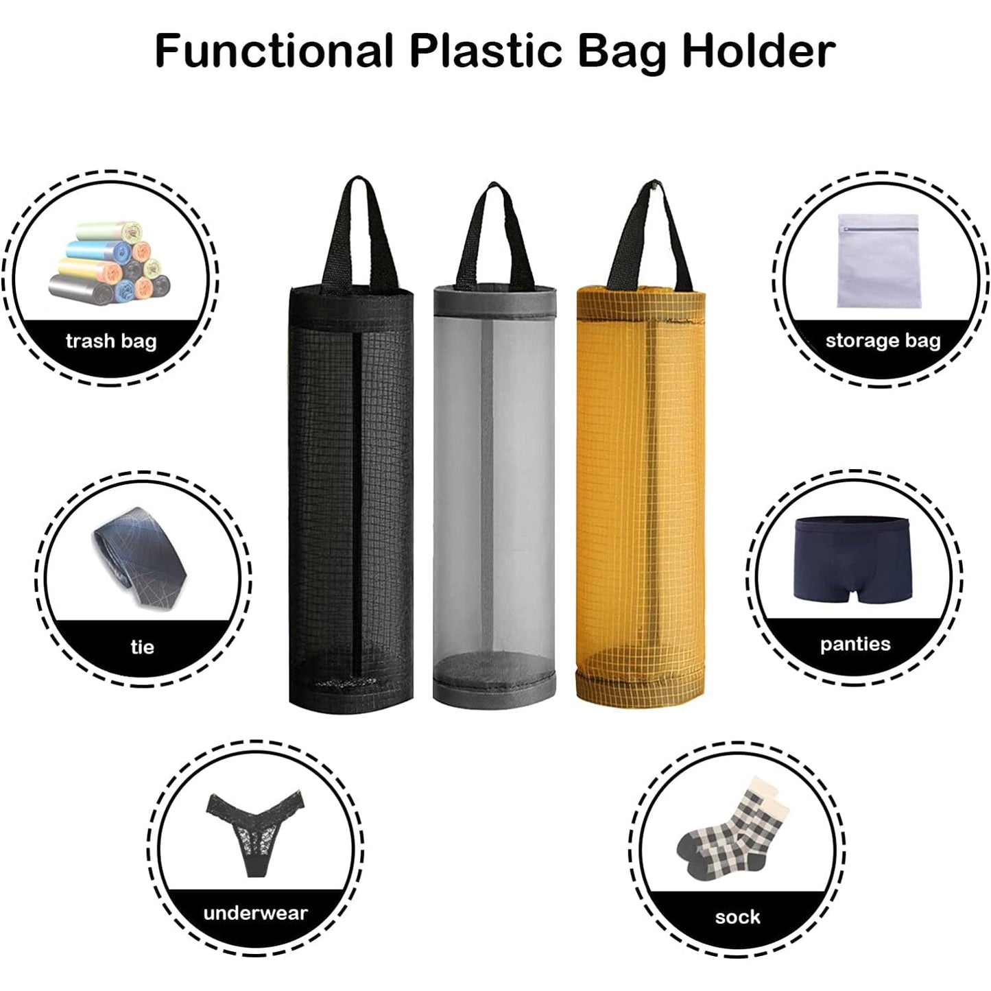 Frendorf | 3er-Pack: Plastiknetz-Einkaufstaschenhalter