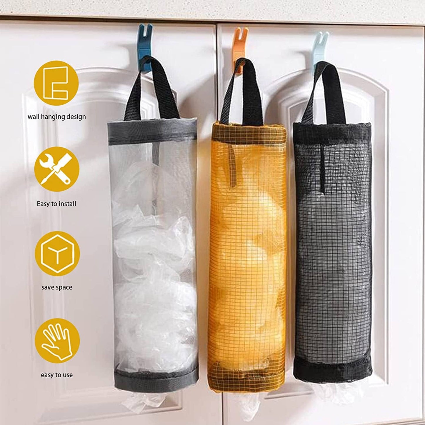 Frendorf | 3er-Pack: Plastiknetz-Einkaufstaschenhalter