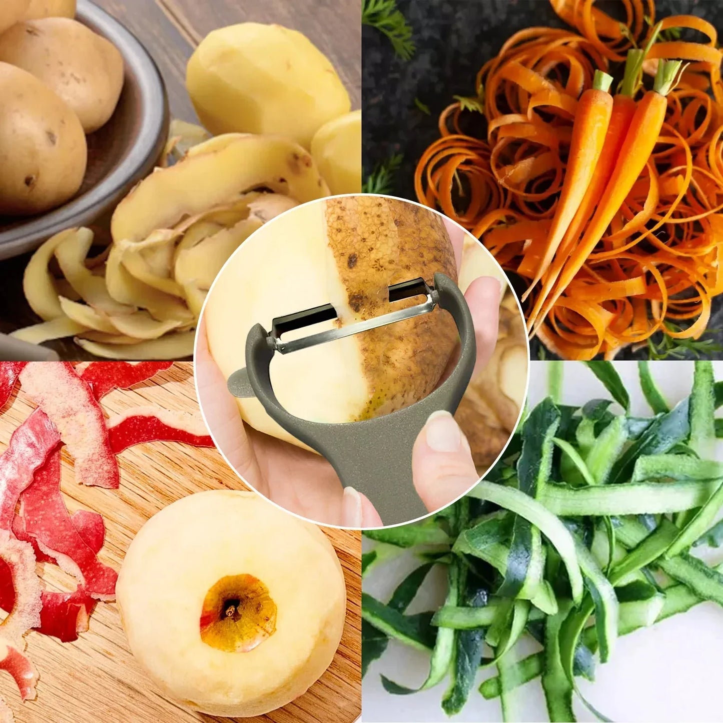 Frendorf | 3er-Pack: Edelstahl Original Schäler für Kartoffeln, Gemüse und Obst Küchen Gadgets