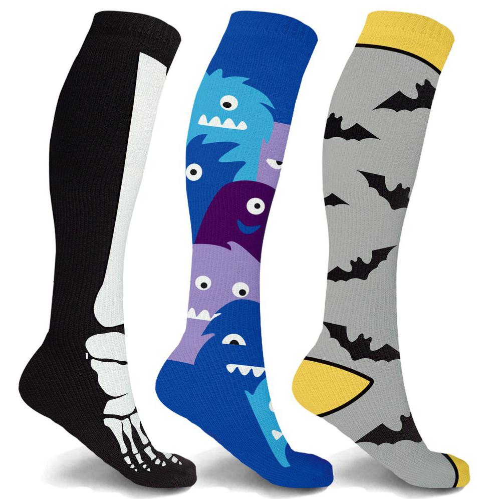 Frendorf | 3-Paare: Halloween Spaß Kniestrümpfe Kompressionssocken