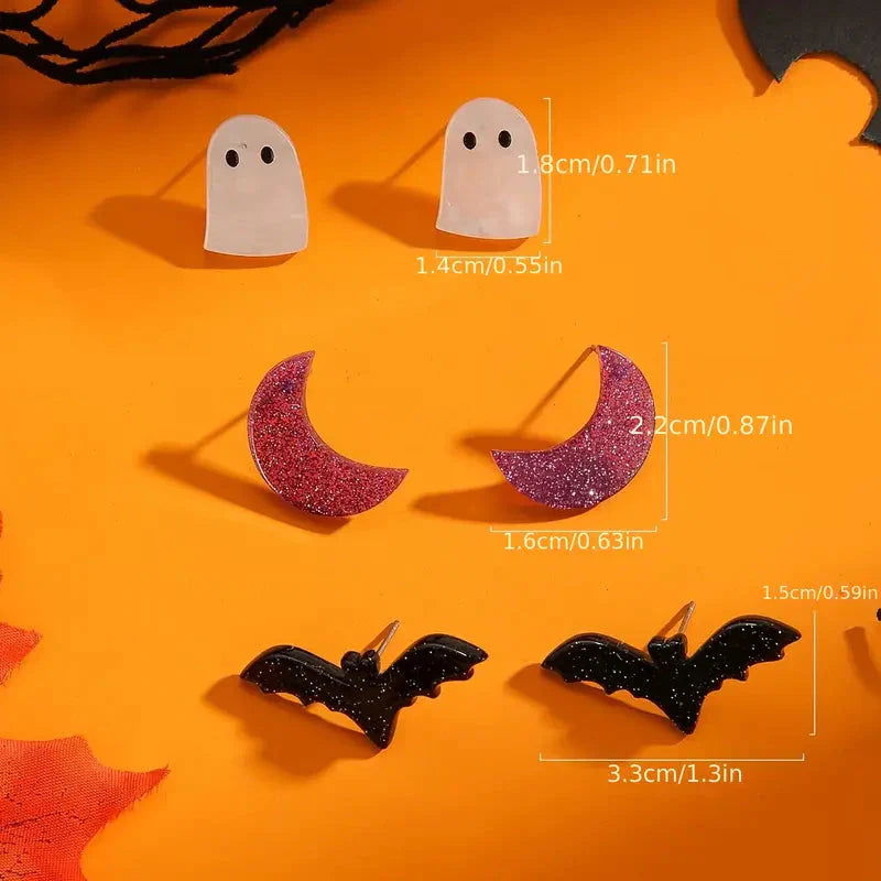 Frendorf | 3-Paare: Retro Halloween Ohrringe