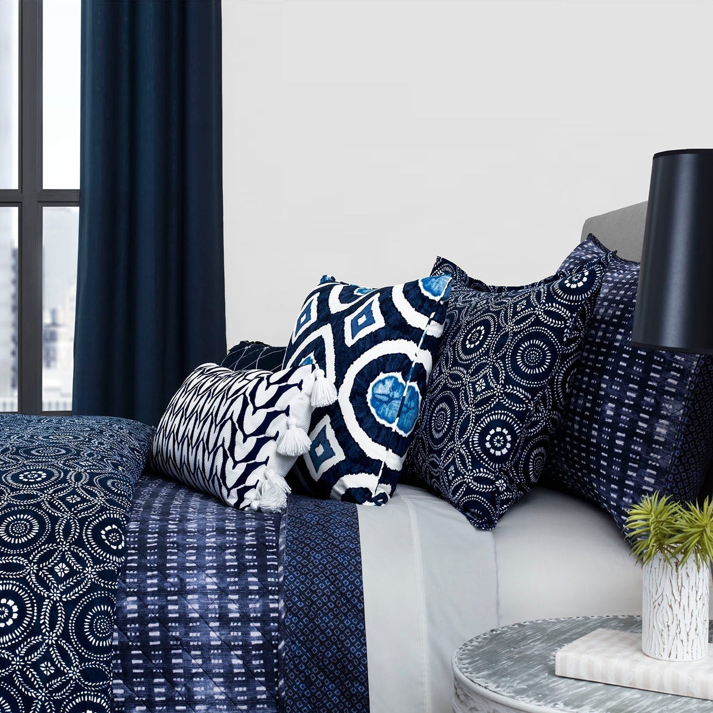 Frendorf | 3-teilige: Global Indigo Mudcloth Baumwoll Quilt Set