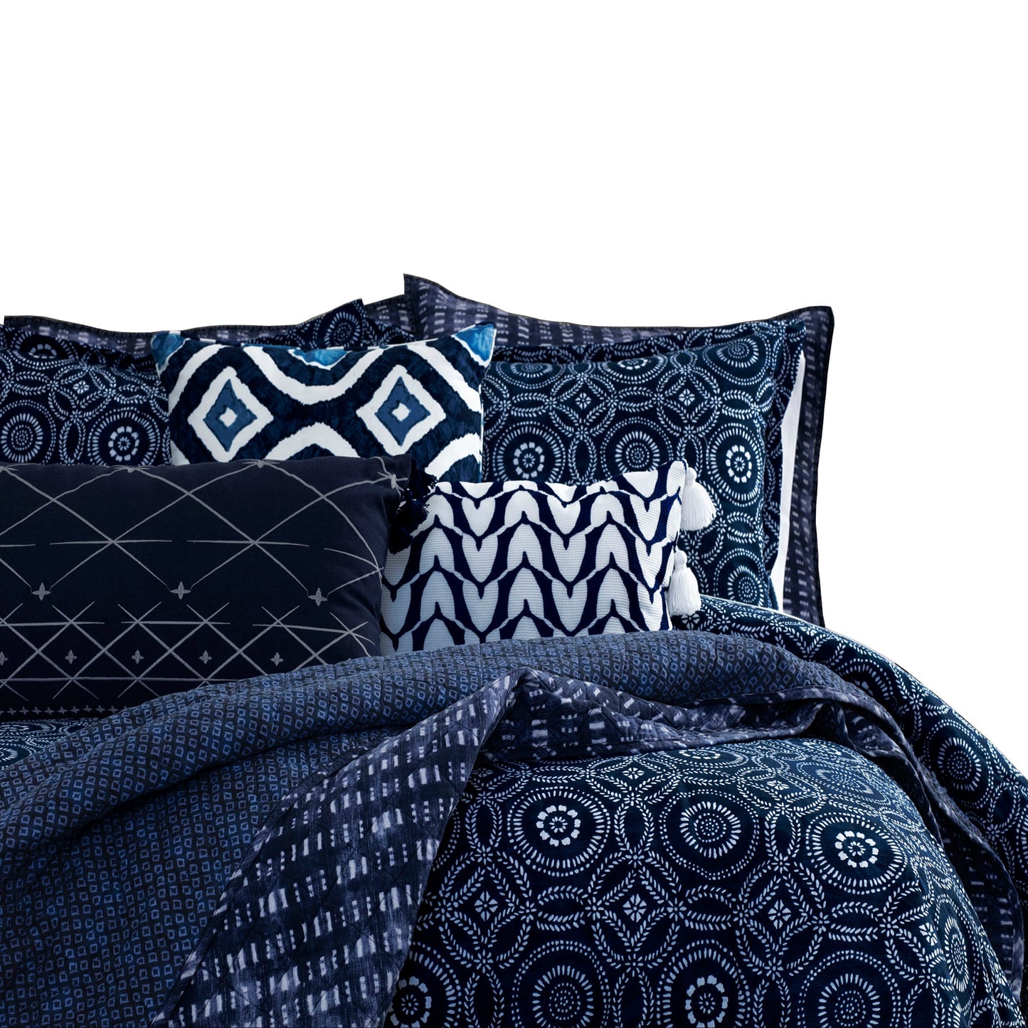Frendorf | 3-teilige: Global Indigo Mudcloth Baumwoll Quilt Set
