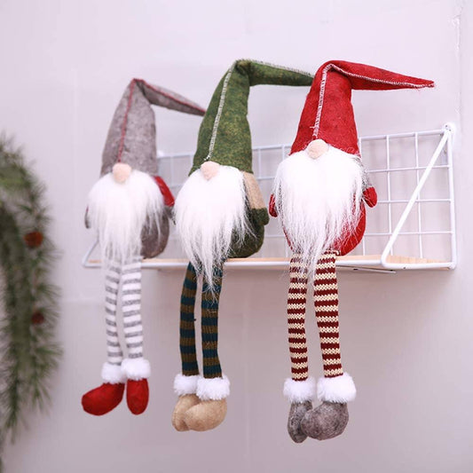 Frendorf | 3-teilig: Handmade Sitzender Langbeinig Weihnachts Elf Flaschen Dekoration Set