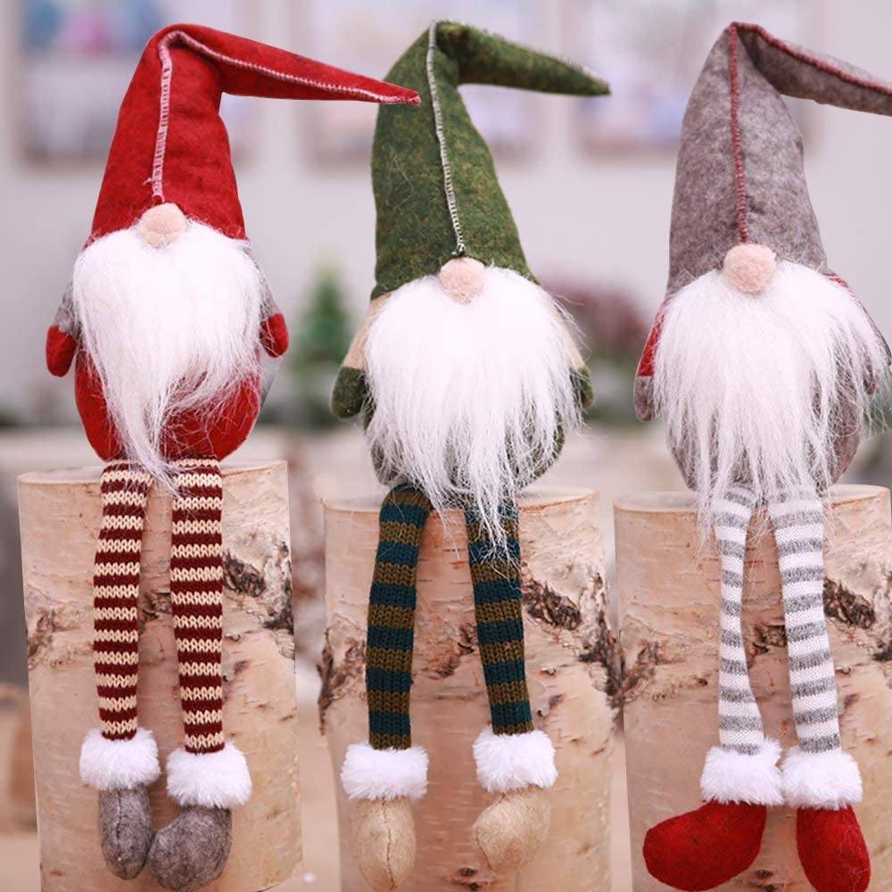Frendorf | 3-teilig: Handmade Sitzender Langbeinig Weihnachts Elf Flaschen Dekoration Set