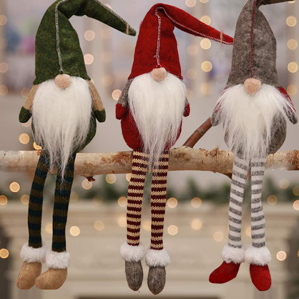 Frendorf | 3-teilig: Handmade Sitzender Langbeinig Weihnachts Elf Flaschen Dekoration Set