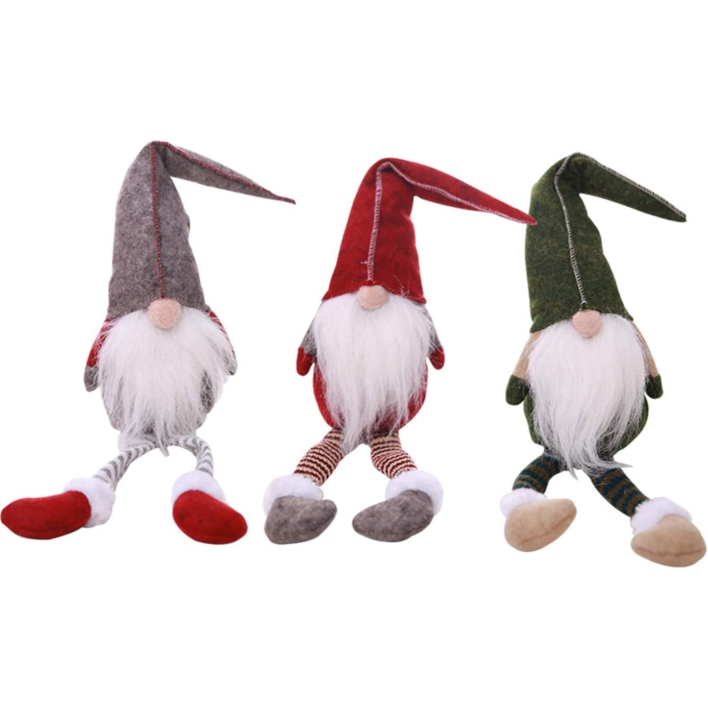 Frendorf | 3-teilig: Handmade Sitzender Langbeinig Weihnachts Elf Flaschen Dekoration Set