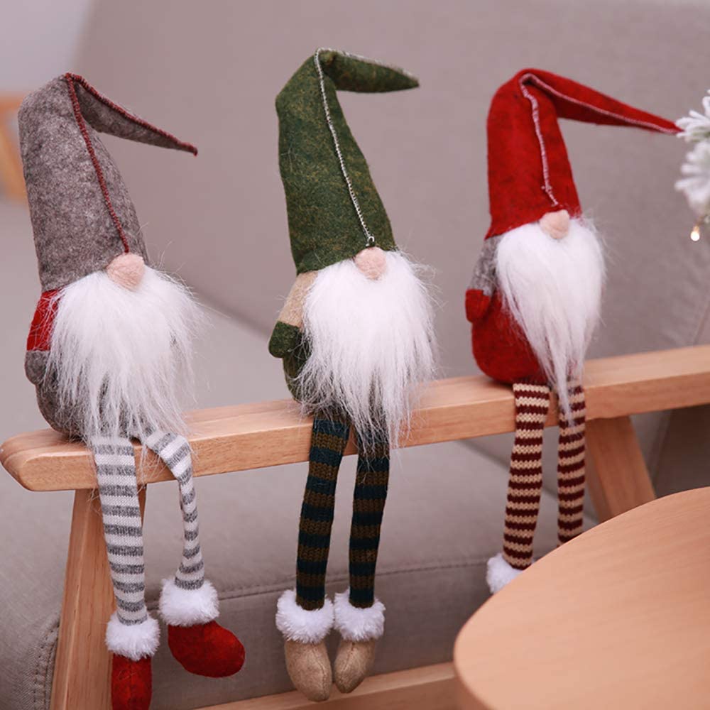 Frendorf | 3-teilig: Handmade Sitzender Langbeinig Weihnachts Elf Flaschen Dekoration Set