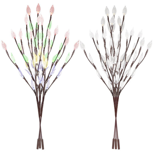 Frendorf | 3-teilige Set: 60 LED Solar Gartenlichter Baumzweig Blattform Lampe