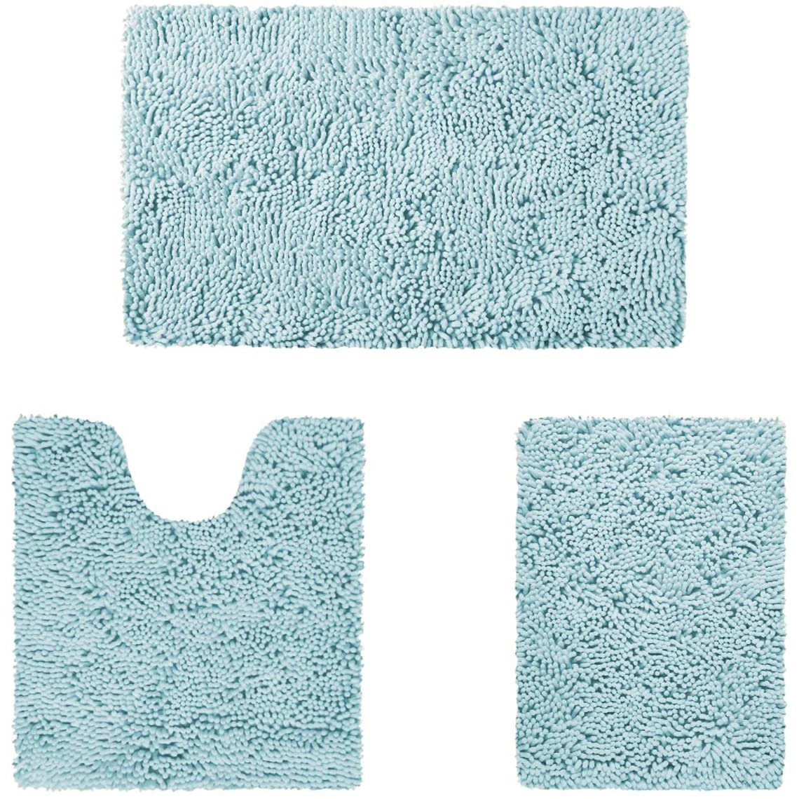 Frendorf | 3-teiliges Set: Badezimmerteppichset ultraweich, rutschfest und saugfähig Chenille