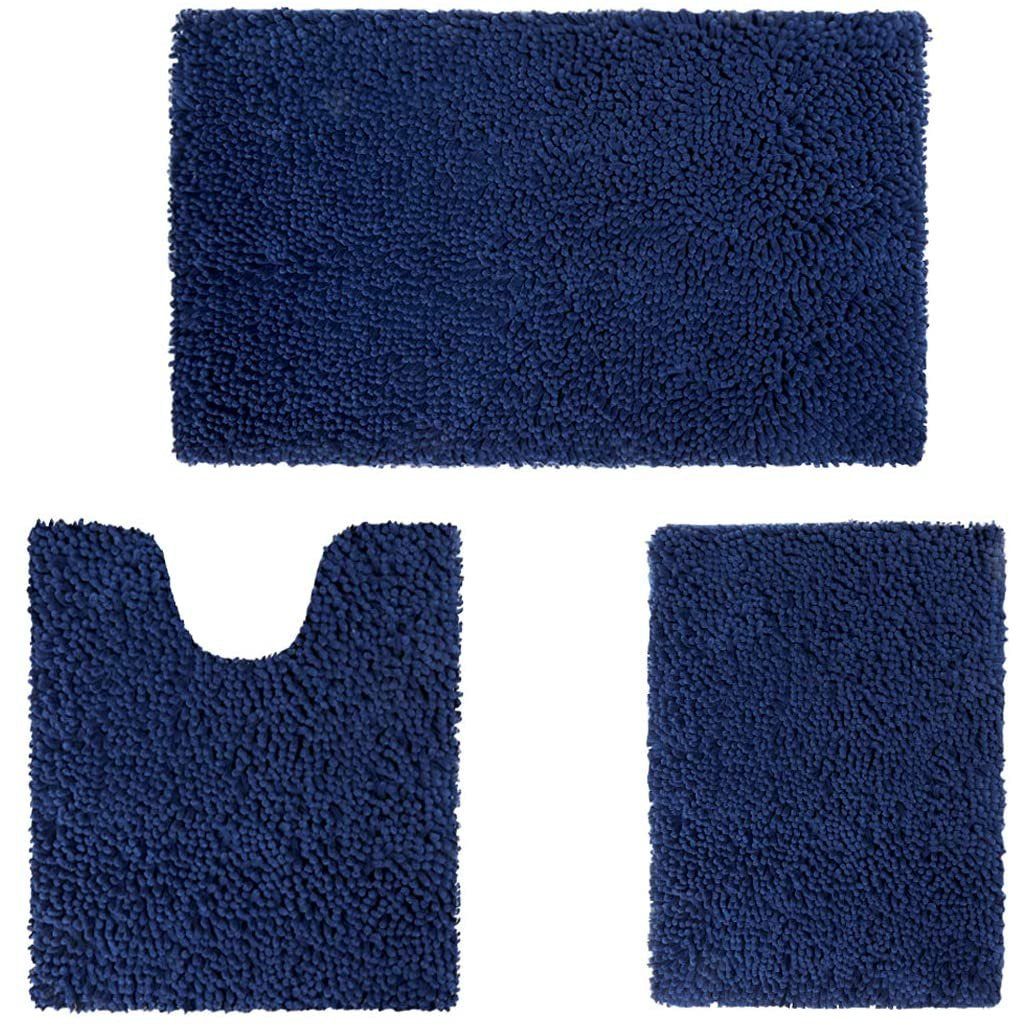 Frendorf | 3-teiliges Set: Badezimmerteppichset ultraweich, rutschfest und saugfähig Chenille