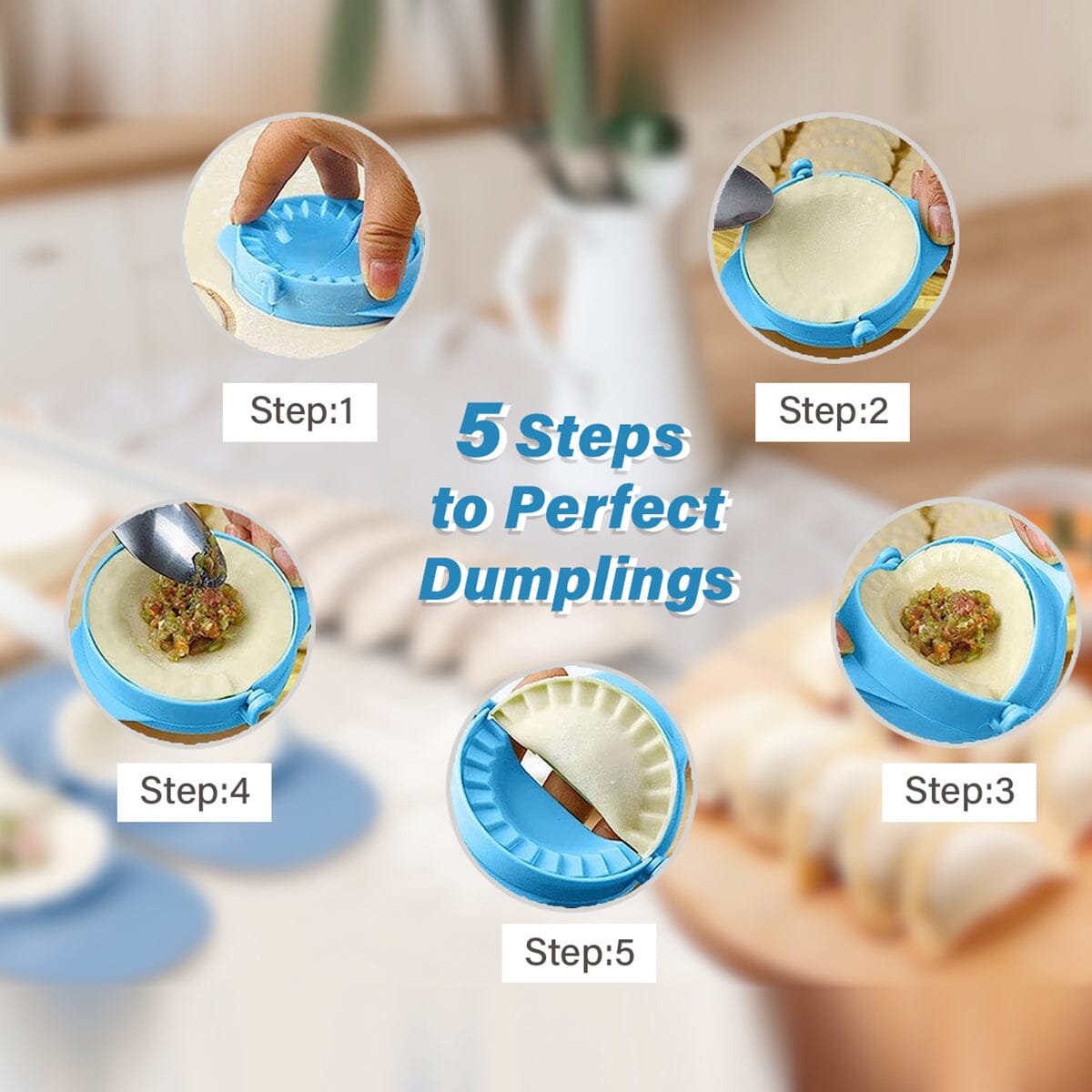 Frendorf | 3-teilige Set: Perfekte Teigtaschen Ravioli Empanadas Kuchen Teigmacher Form Teig Presse