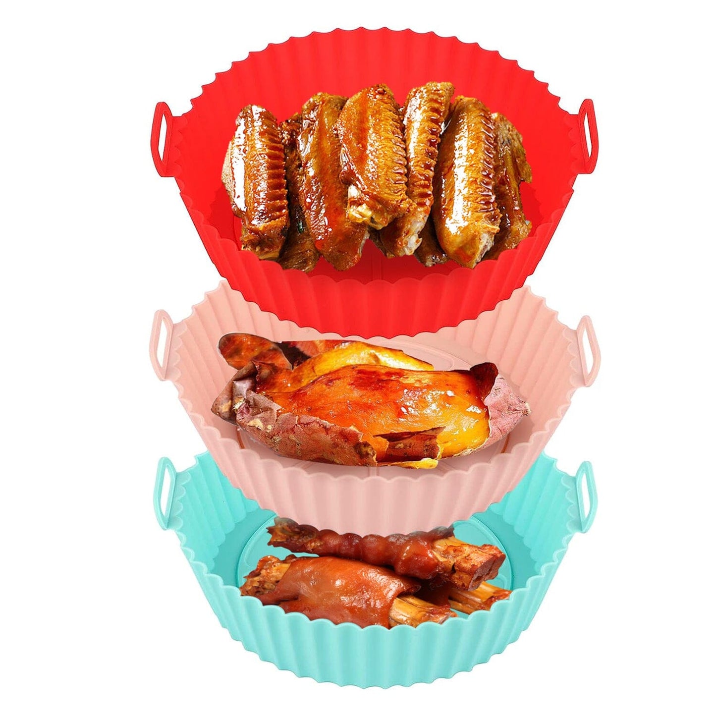 Frendorf | 3-teilig: Wiederverwendbare faltbare Air Fryer Silikon-Topf für 4+ Quart Air Fryer Ofen