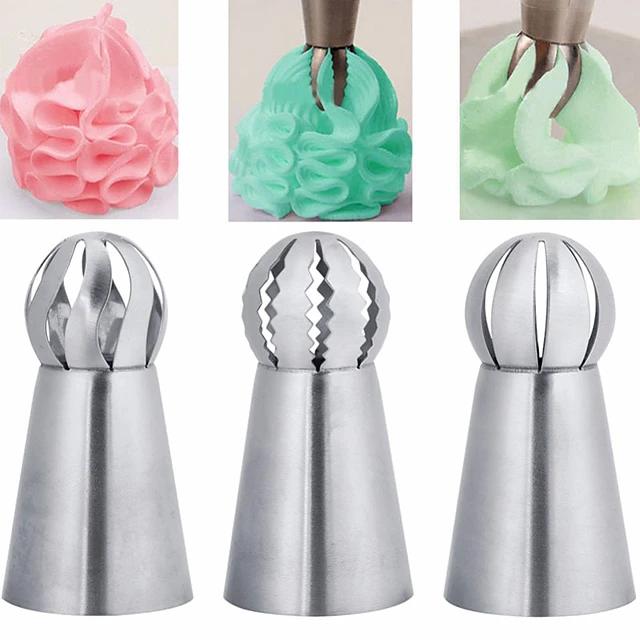 Frendorf | 3-Teile: Russische Edelstahlspitzen Tulpenkugel Spritzbeutel Sahne Buttercreme Verzierung Spritzdüsen