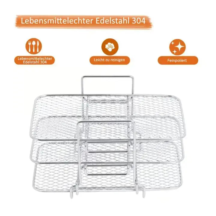 Frendorf | 3-stufiges Edelstahl-Luftfritteusen-Rack für vielseitiges Garen
