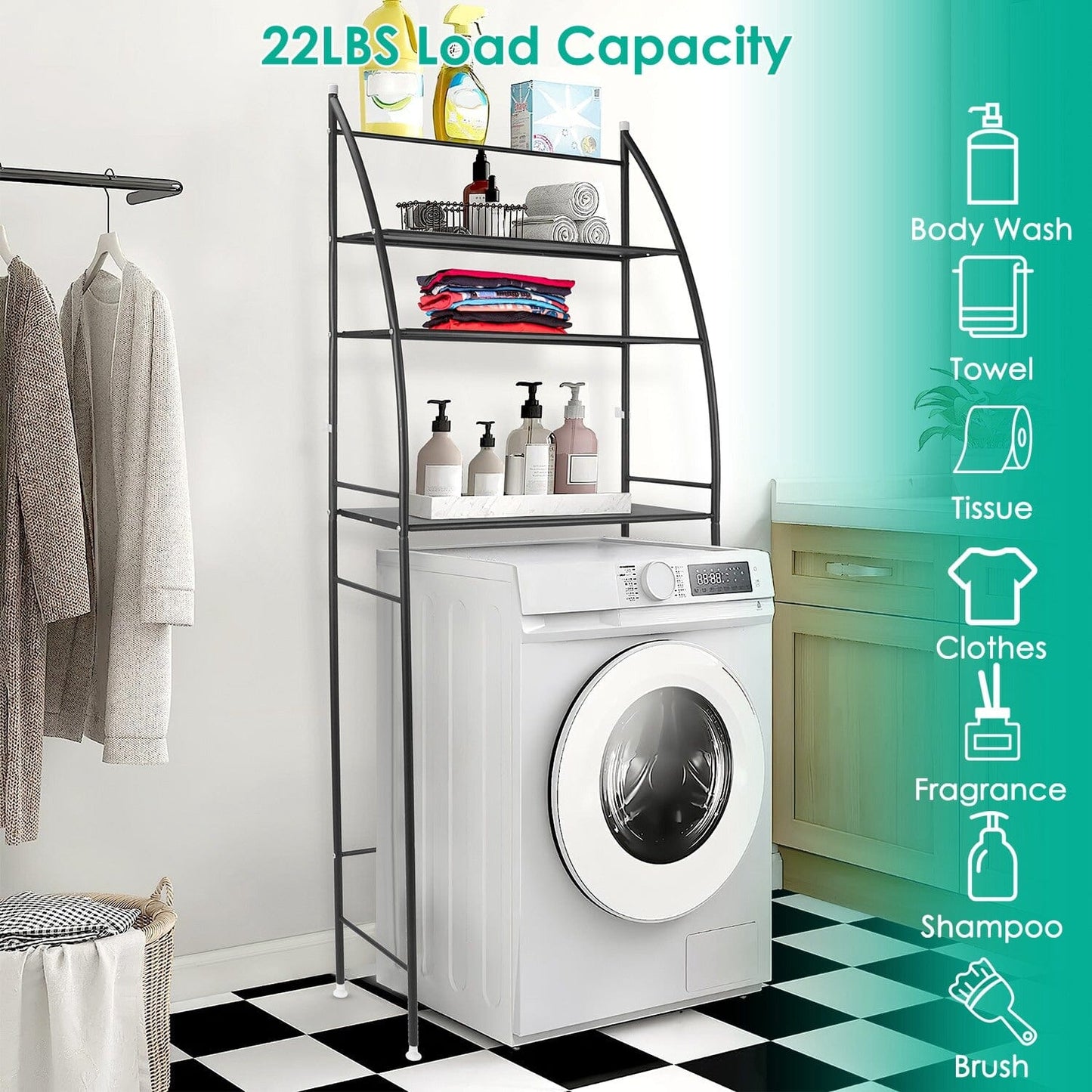 Frendorf | 3-stufiges Badezimmer Regalsystem über der Toilette