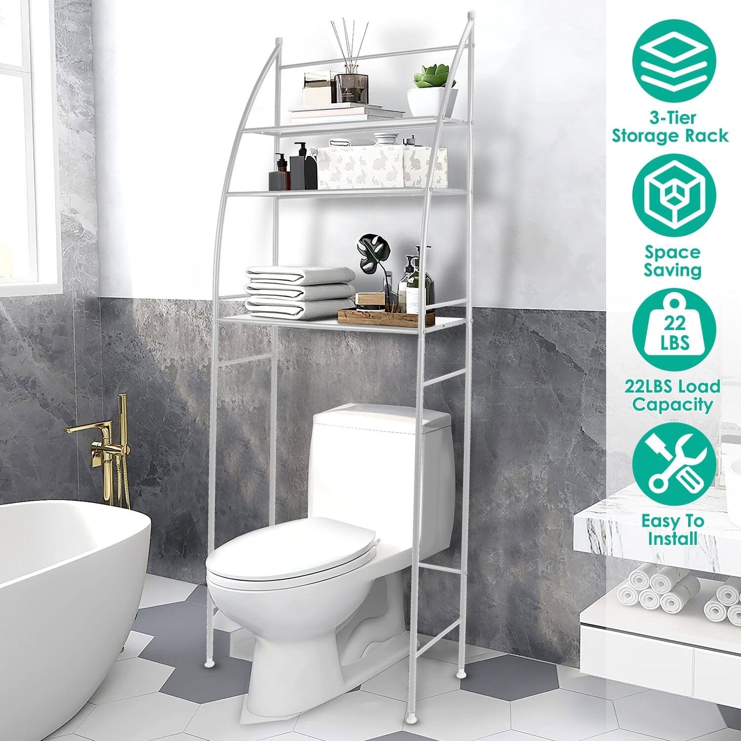 Frendorf | 3-stufiges Badezimmer Regalsystem über der Toilette