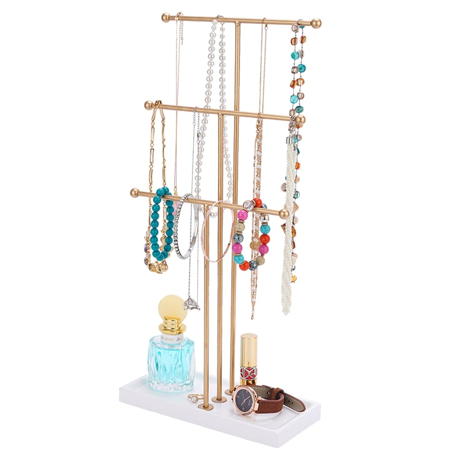 Frendorf | 3-Tier Gold Metall Tisch Schmuckbaum Ständer