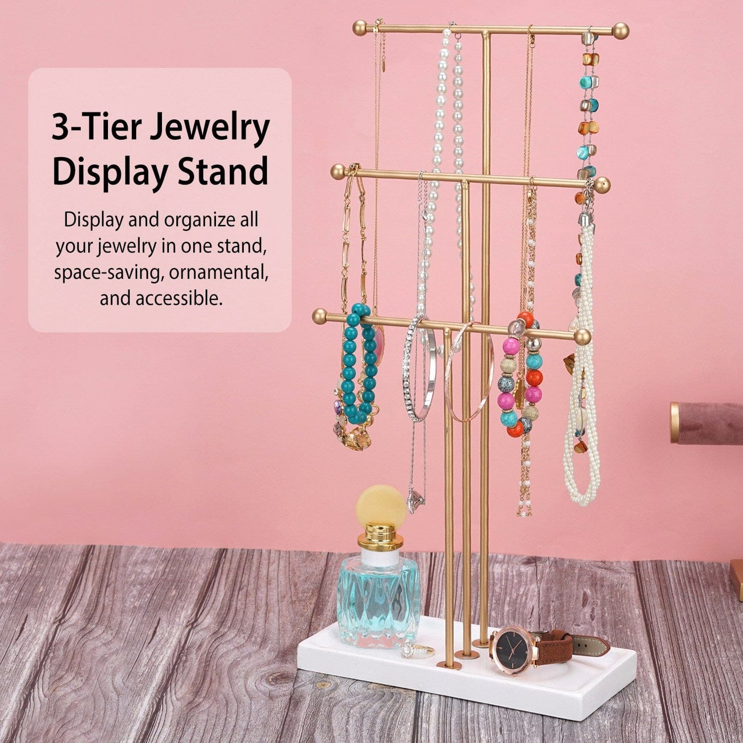 Frendorf | 3-Tier Gold Metall Tisch Schmuckbaum Ständer