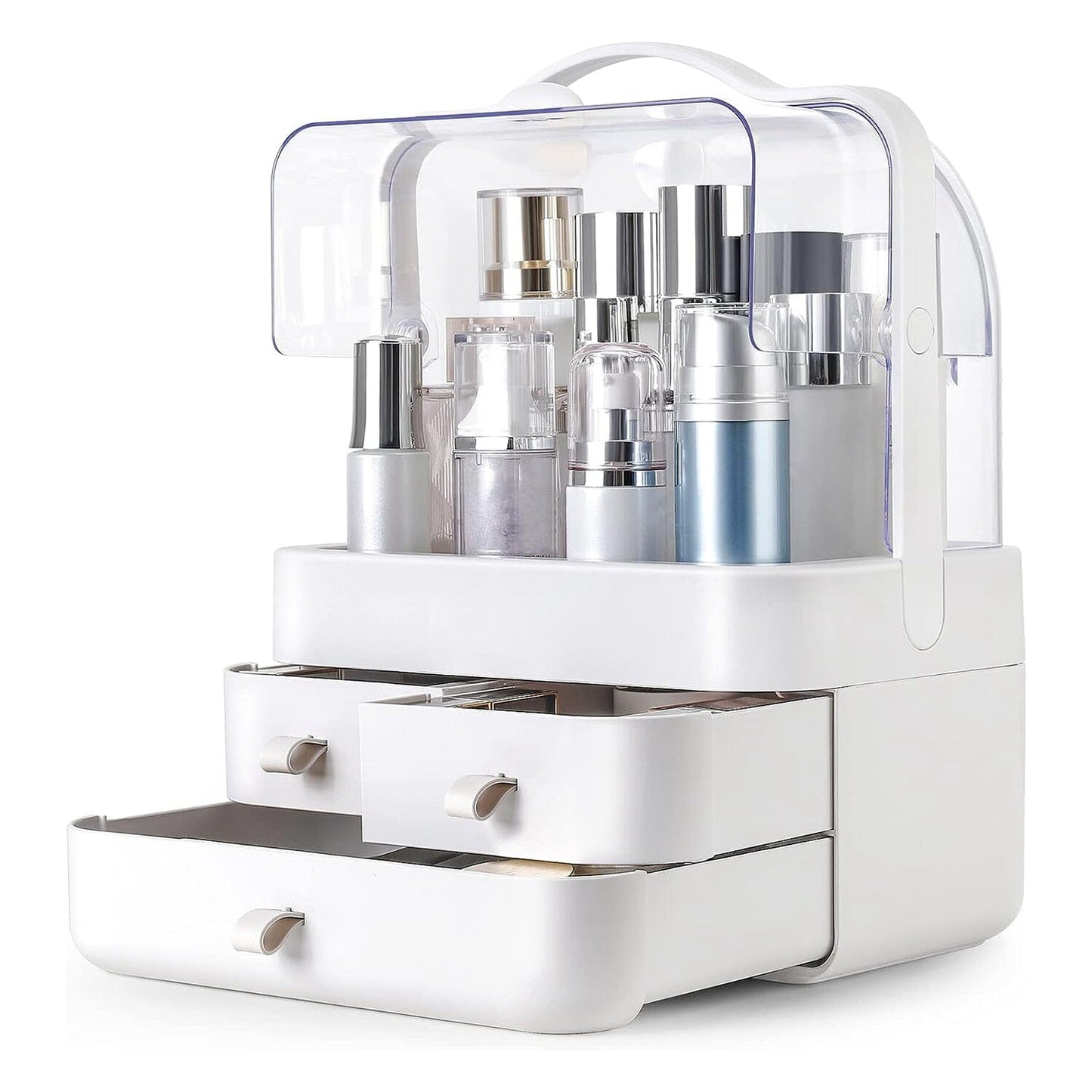 Frendorf | 3-stufige Makeup-Organizer Kosmetikaufbewahrungsbox mit staubdichtem wasserdichtem Deckel